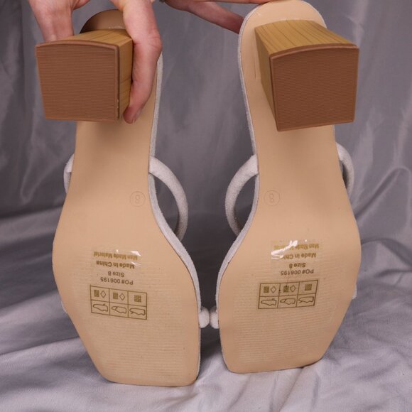 Journee Collection White Square Toe Double Strap Block Heel Sandals Size 8 NWOB - Picture 6 of 6